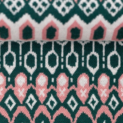 Jersey Jaquard "Fair Isle" Käselotti grün | rosa